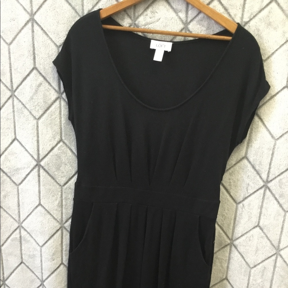 LOFT black cotton dress w/ pockets